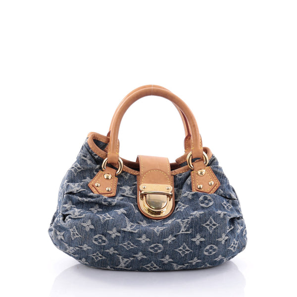 Louis Vuitton Pleaty Handbag Denim Small Blue 1444771