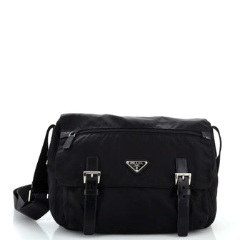 Prada Zip Buckle Messenger Bag Tessuto Medium