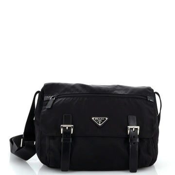 Prada Zip Buckle Messenger Bag Tessuto Medium