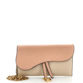 Christian Dior Saddle Chain Wallet Leather