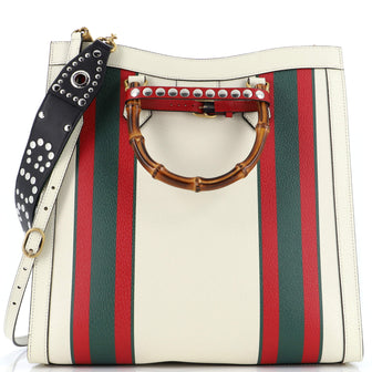 Gucci Diana NM Bamboo Handle Tote Printed Leather Large