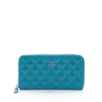 Chanel Double Stitch Zip Around Wallet Quilted Patent 2566901