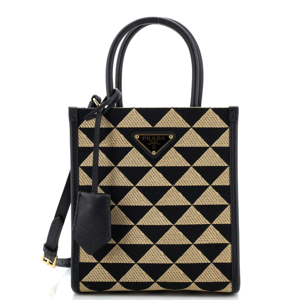 Prada Symbole Shopper Tote Jacquard Mini Black 25671433