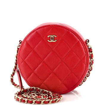 Chanel Round Clutch with Chain Quilted Caviar Mini