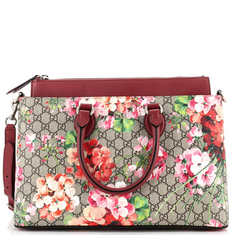 Gucci Linea A Convertible Tote Blooms Print GG Coated Canvas Medium