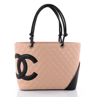 Chanel Cambon Tote Quilted Leather Large Neutral 2567201