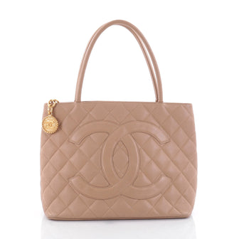Chanel Medallion Tote Quilted Caviar Neutral 2567202
