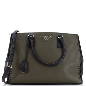 Prada Galleria Double Zip Tote Stitched City Calf Medium