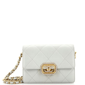 Chanel Crystal Geometric Frame CC Flap Bag Quilted Calfskin Mini