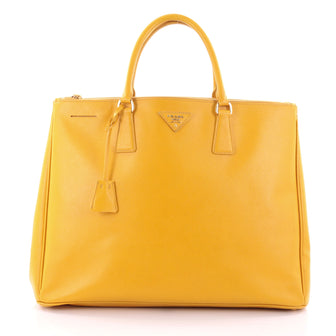 Prada Double Zip Lux Tote Saffiano Leather Large Yellow 2567501