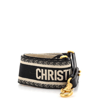 Christian Dior Logo Shoulder Strap Embroidered Canvas