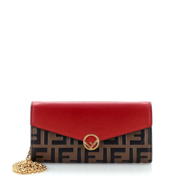 Fendi F is Fendi Continental Chain Wallet Zucca Embossed Leather