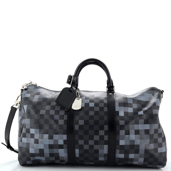 Louis Vuitton Keepall Bandouliere Bag Limited Edition Damier Graphite Pixel 50