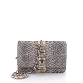 Chanel Wallet on Chain Quilted Python Gray 2568601