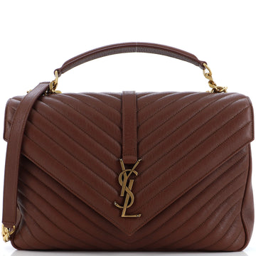 Saint Laurent Classic Monogram College Bag Matelasse Chevron Leather Large