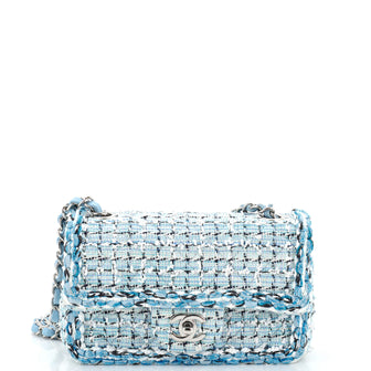 Chanel Classic Single Flap Bag Braided Quilted Tweed Mini