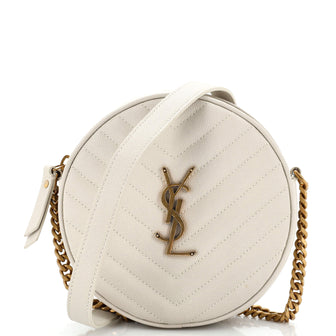 Saint Laurent Vinyle Round Camera Bag Matelasse Chevron Leather