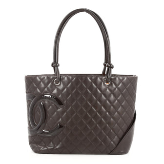 Chanel Cambon Tote Quilted Leather Large Brown 2569203