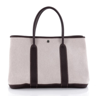 Hermes Garden Party Tote Toile and Leather 36 White 2569701