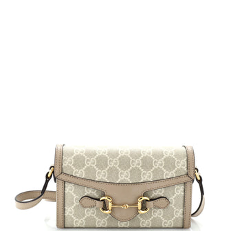 Gucci Horsebit 1955 Flap Crossbody Bag GG Coated Canvas Mini
