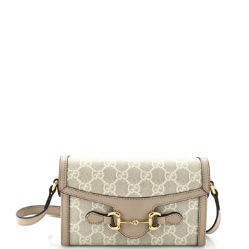 Gucci Horsebit 1955 Flap Crossbody Bag GG Coated Canvas Mini