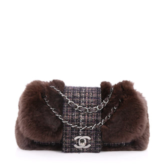 Chanel Fantasy Flap Bag Fur and Tweed Small Purple 2570301