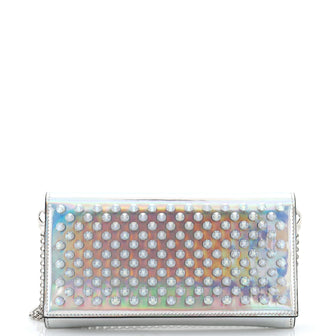 Christian Louboutin Paloma Clutch Spiked Holographic Leather