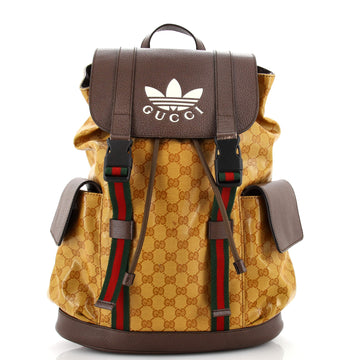Gucci Double Pocket Buckle Backpack GG Coated Canvas Large