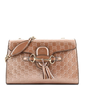 Gucci Emily Chain Flap Bag Guccissima Patent Medium