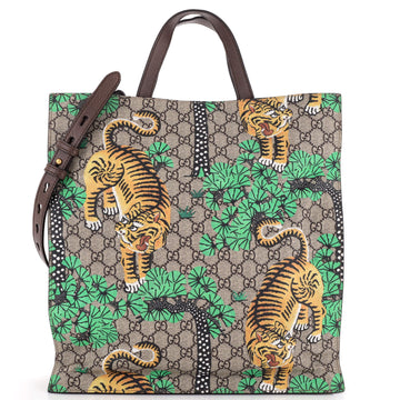 Gucci Convertible Soft Open Tote Bengal Print GG Coated Canvas Tall