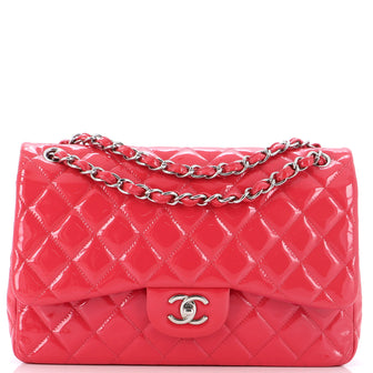 Chanel Classic Double Flap Bag Quilted Patent Jumbo