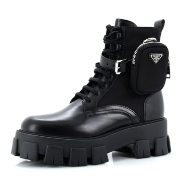 Prada Monolith Combat Boots Leather and Nylon