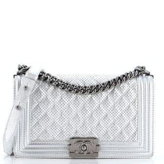 Chanel Boy Flap Bag Quilted Perforated Lambskin New Medium