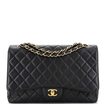 Chanel Classic Single Flap Bag Quilted Caviar Maxi