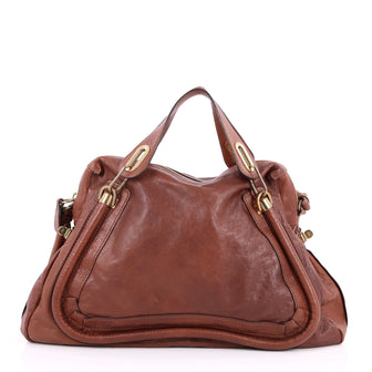 Chloe Paraty Top Handle Bag Leather Large Brown 2572802