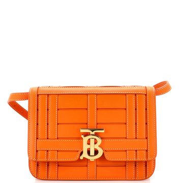 Burberry TB Flap Bag Woven Leather Small