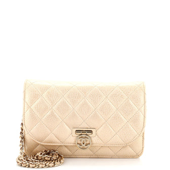 Chanel Round CC Flip Lock Wallet on Chain Quilted Leather
