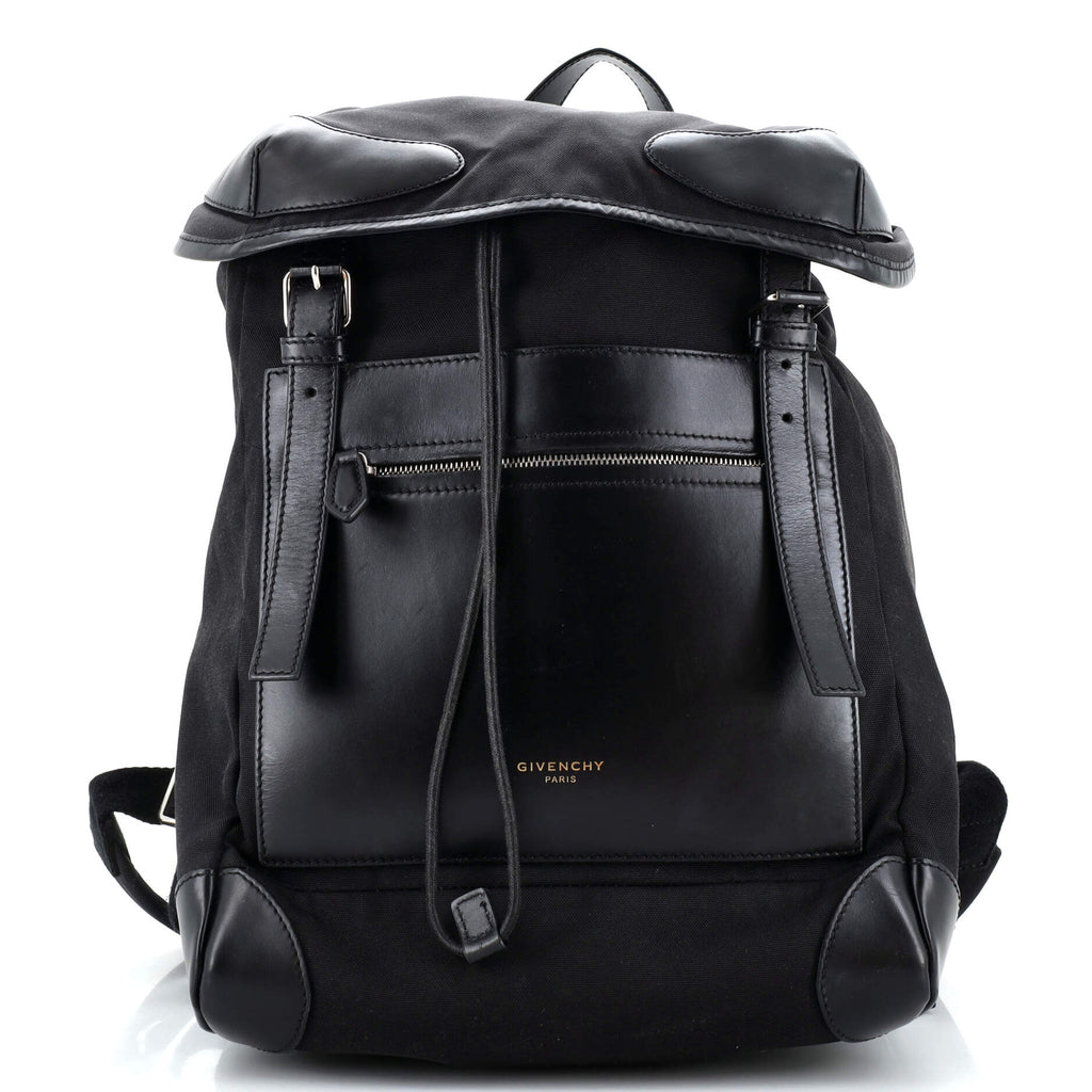 black canvas and leather backpack Givenchy Rider Backpack Canvas with Leather Black 25732047