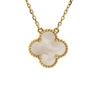 Van Cleef & Arpels Vintage Alhambra Pendant Necklace 18K Yellow Gold and Mother of Pearl