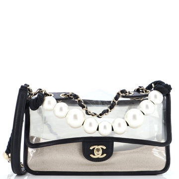 Chanel Sand By The Sea Pearl Flap Bag PVC with Lambskin Medium