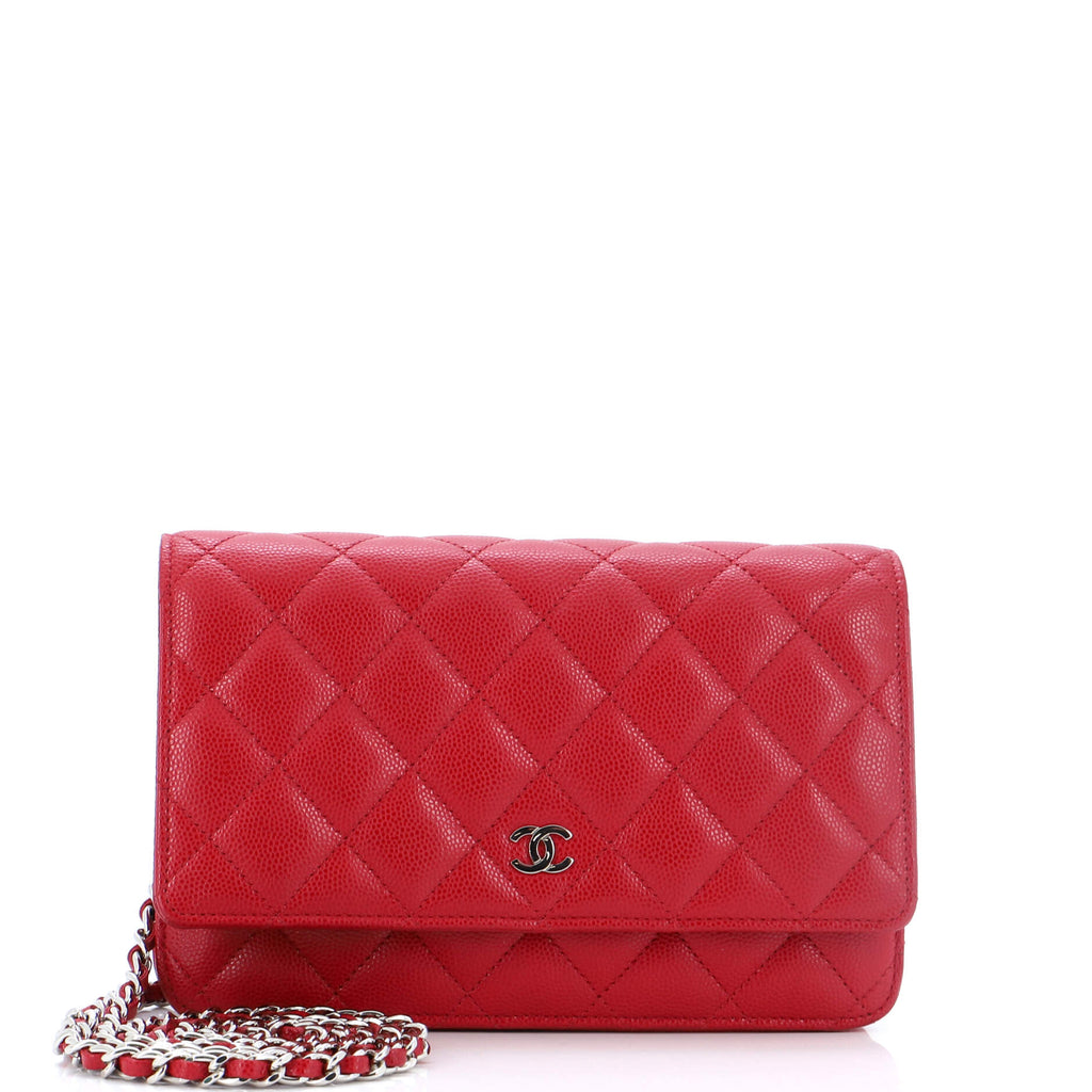 Wallet on Chain Quilted Caviar / red