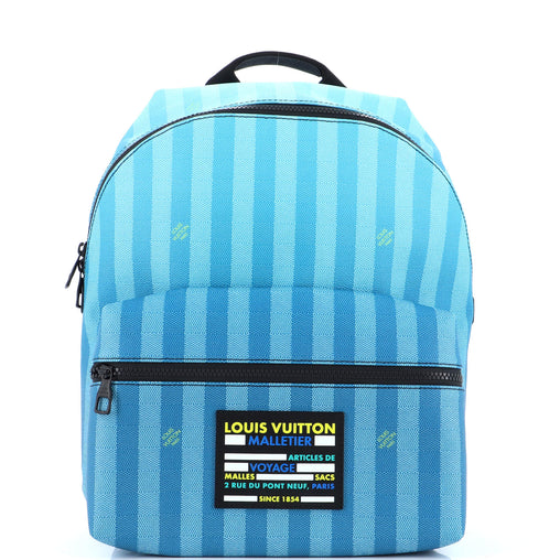 louis vuitton blue checkered backpack Louis Vuitton Discovery Backpack Limited Edition Gradient Damier Stripes PM  257591