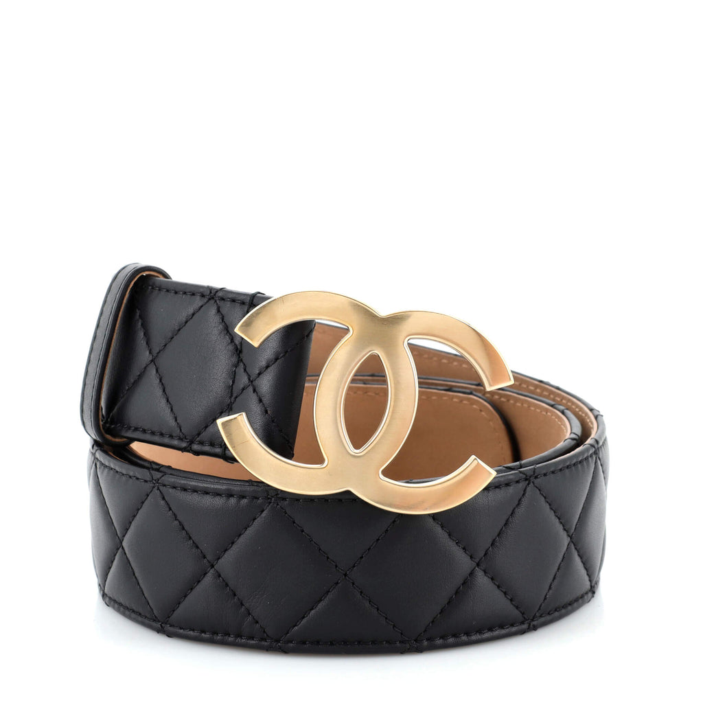 CC Belt Quilted Lambskin Wide 85 / black