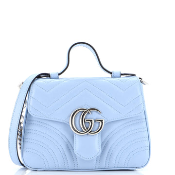 Gucci GG Marmont Top Handle Flap Bag Matelasse Leather Mini