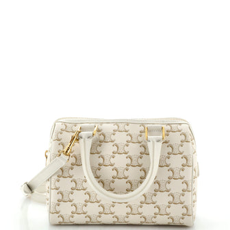 Celine Boston Bag Triomphe Coated Canvas Small