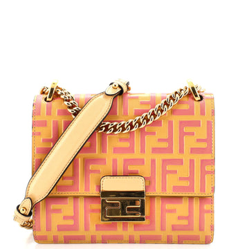 Fendi Kan U Shoulder Bag Zucca Embossed Leather Small