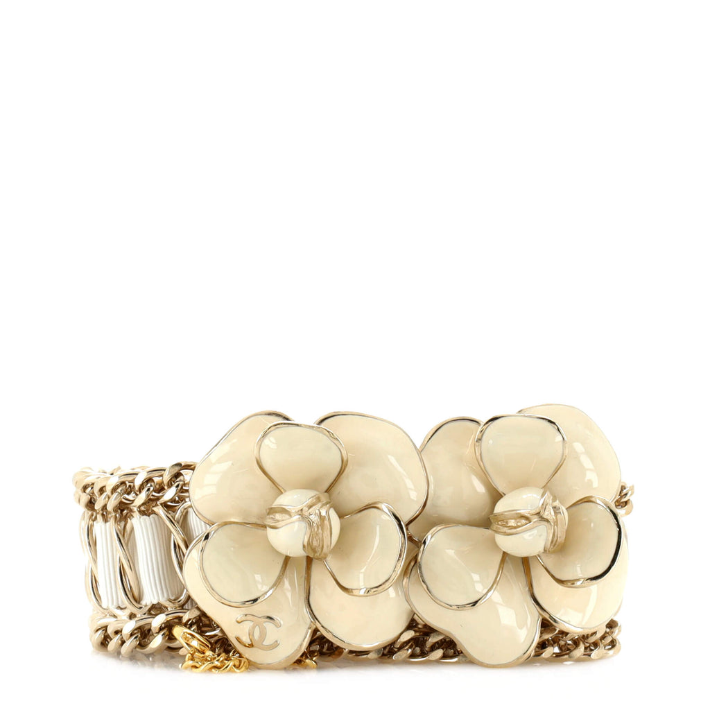 Camellia Chain Belt Metal and Ribbon with ...