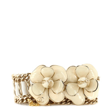 Chanel Camellia Chain Belt Metal and Ribbon with Enamel