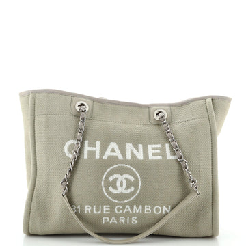 Chanel Deauville NM Chain Handle Tote Mixed Fibers Small