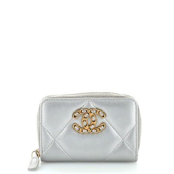 Chanel 19 Zip Coin Purse Quilted Leather
